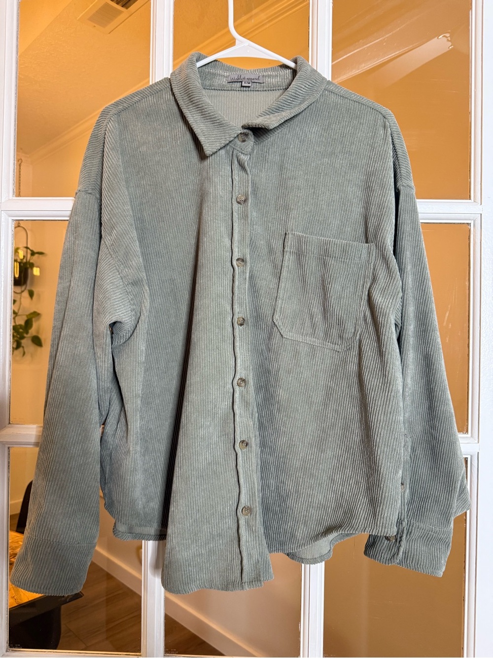 Corduroy Shirt Jacket in Sage Green